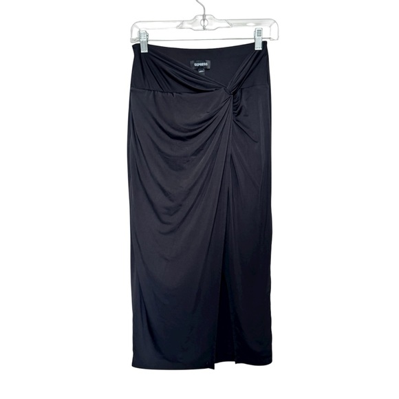 Express Black Body Contour Twist Front Midi Skirt With Built-In Shapewear size S - Picture 1 of 13